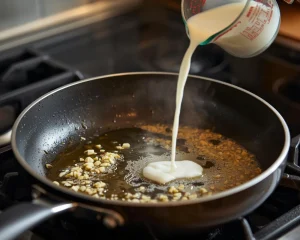 Add remaining 1 tablespoon olive oil and garlic.