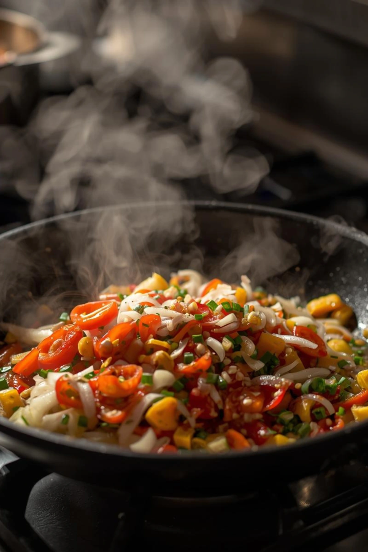 one pan jalbiteworldfood recipe being cooked with vegetables and spices