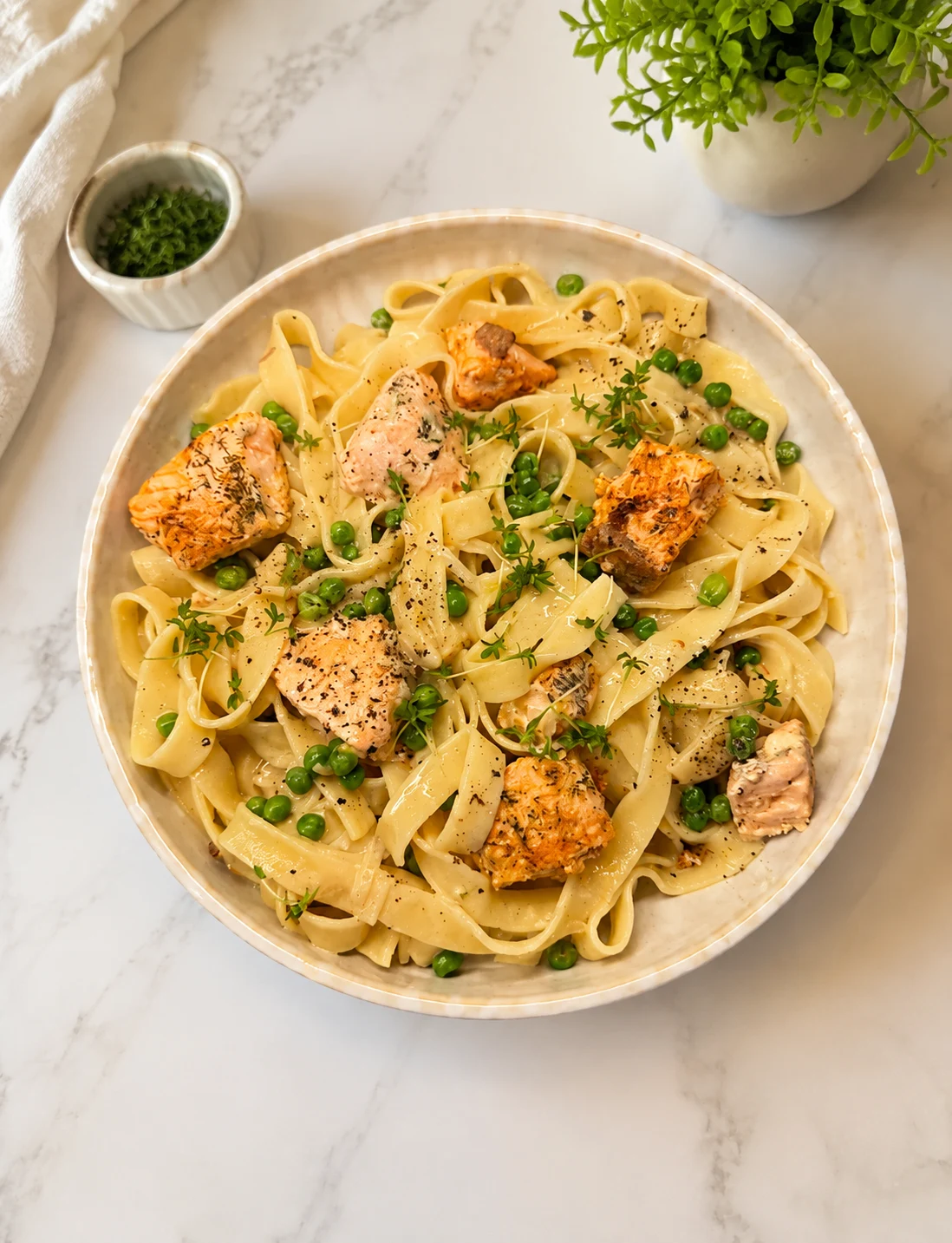 Ricotta-Meatballs-1-840x1200 Creamy lemon salmon pasta with peas and fresh cress in a white bowl